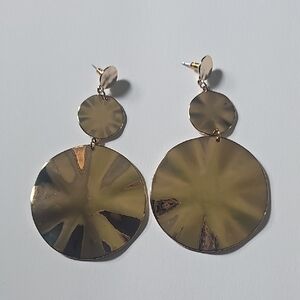 Gold Disc Drop Earrings